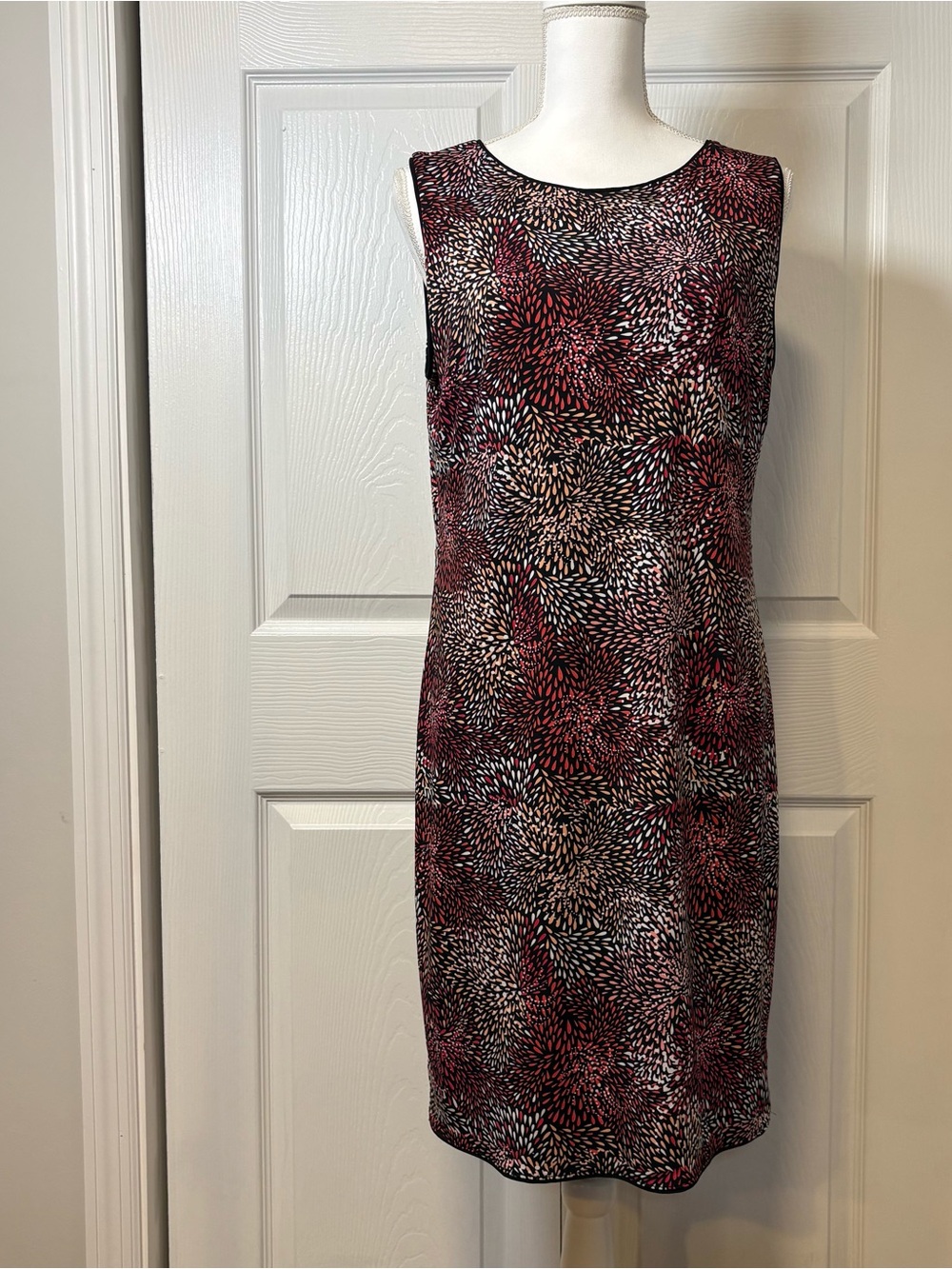 The Limited Floral Sheath Dress Red Black Stretch Work Office M